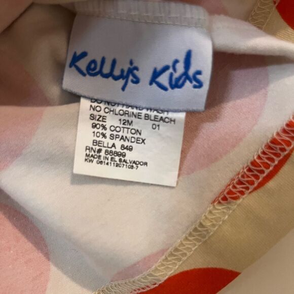 Kelly’s Kids Girls Orange and Cream Polka Dot Dress  12M - Picture 6 of 6